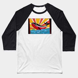 Psychedelic Whale Baseball T-Shirt